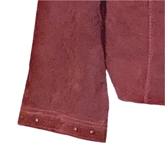 😊Monteray Bay Burgundy Suede Jacket Womens Sz 12 Antique Brass Studs Zip Pocket - Picture 8 of 10